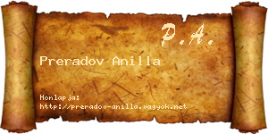 Preradov Anilla névjegykártya